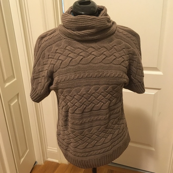 Cozy Sonoma Cowl Neck Short Sleeve Light Brown Sweater - Picture 1 of 8